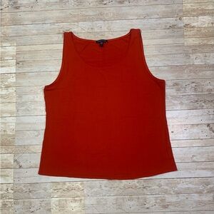 Eileen Fisher Sleeveless Scoop Neck Basic Tank Top Size L Large Orange